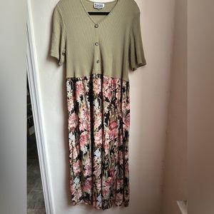 Vintage TEDDI dress green and floral